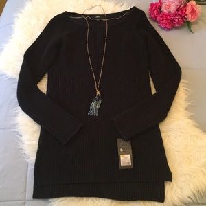 Black cable knit tunic sweater